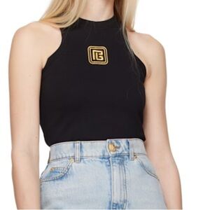 Balmain Black and Gold Logo Tank Top